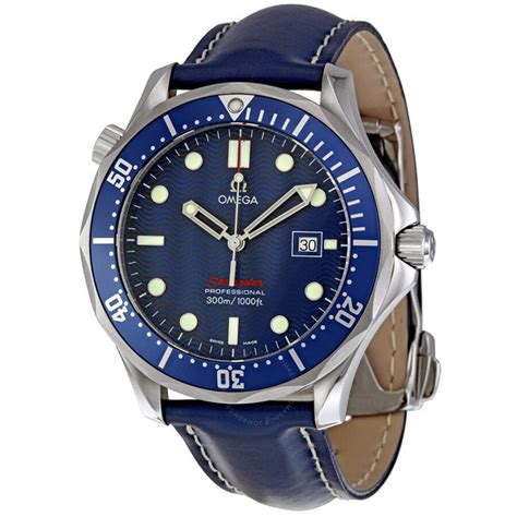 omega seamaster blue leather strap|authentic leather omega watch strap.